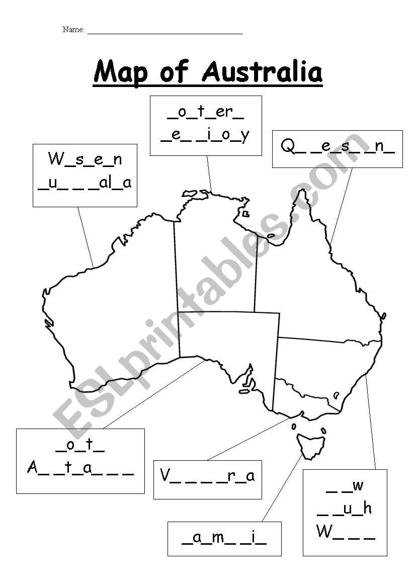 Fill in the states of Australia