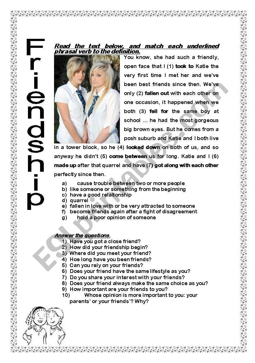 Friendship worksheet