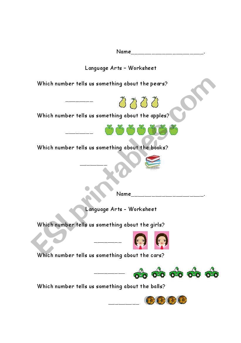 Adjectives of number worksheet