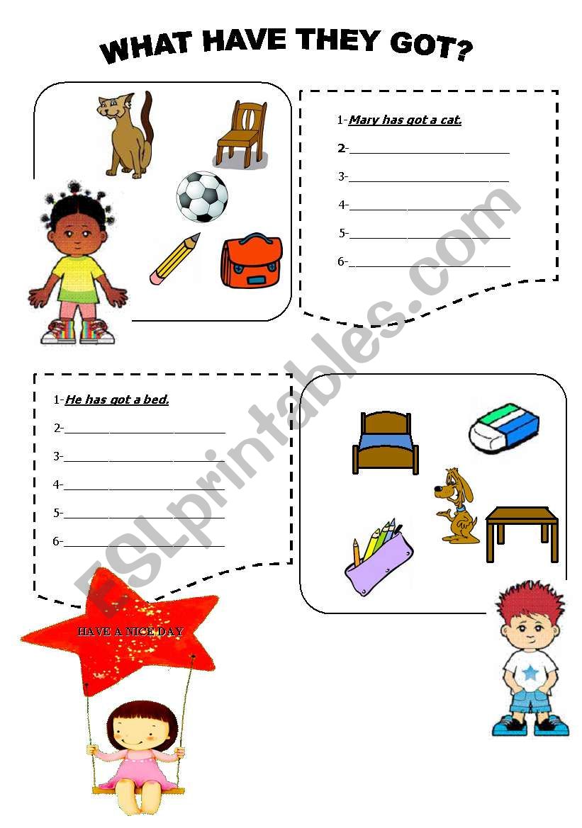 what have they got? worksheet