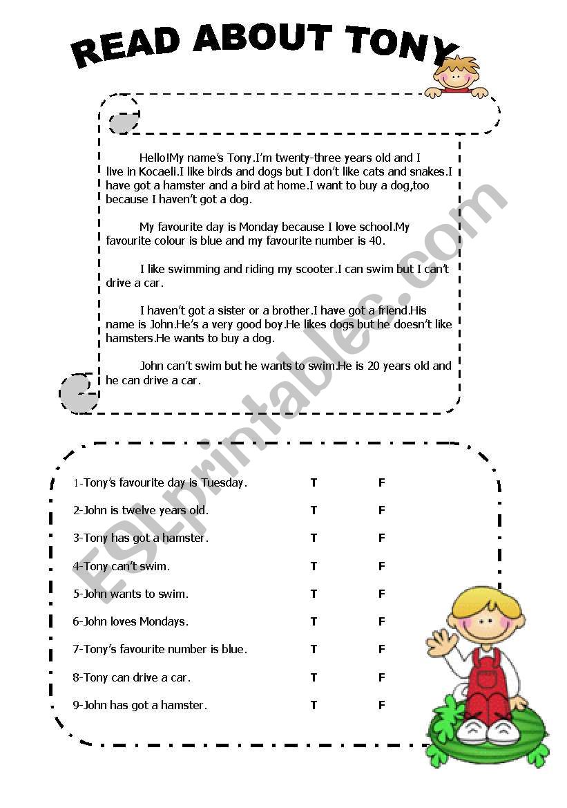 true-false reading worksheet