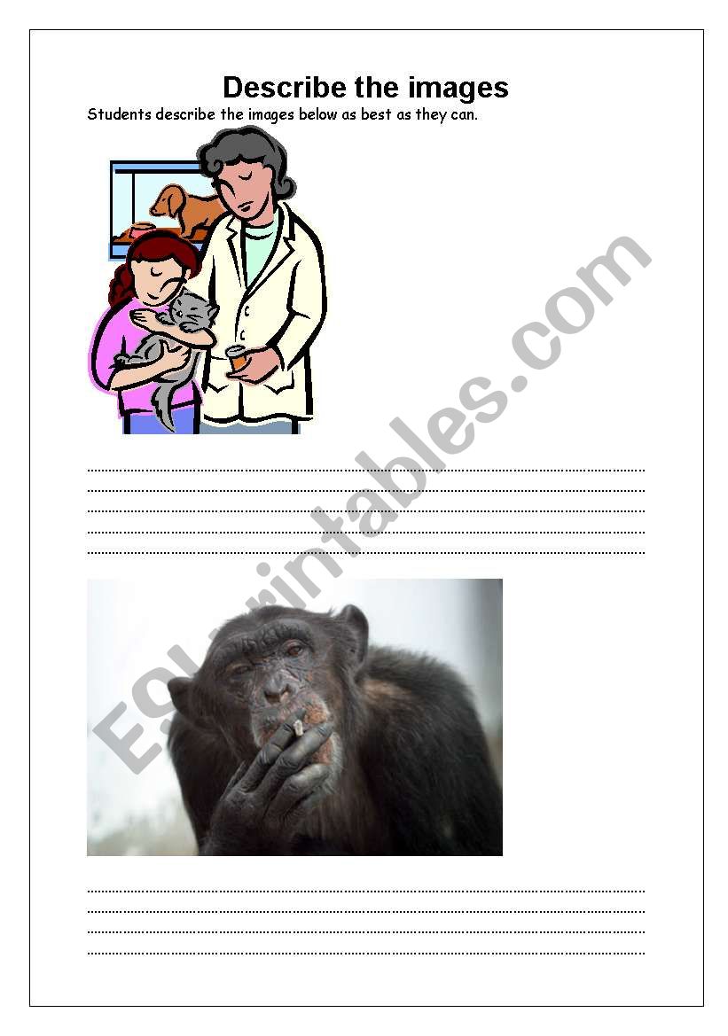 Describe the images worksheet