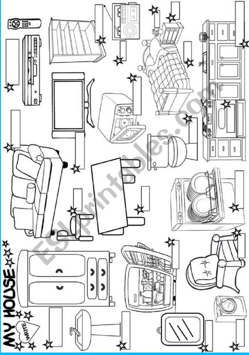 7 1 worksheets technology term grade by  my house:furniture ESL angelamoreyra worksheet