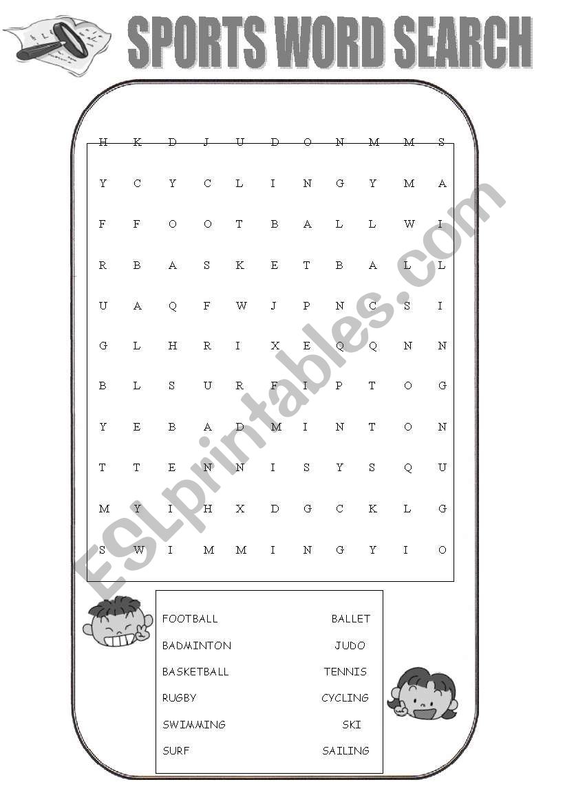 Sports Word Search worksheet