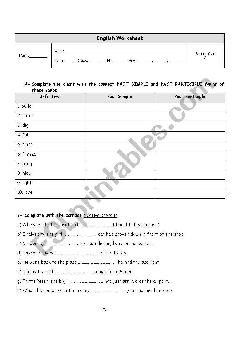 SEVERAL GRAMMAR CONTENTS worksheet