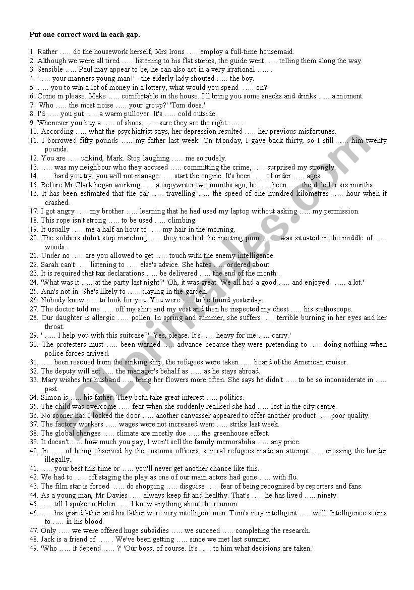 gap filling_2 worksheet