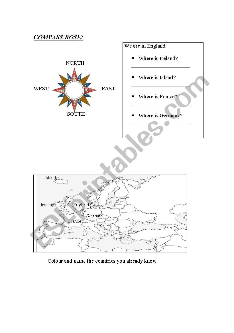 compass rose worksheet