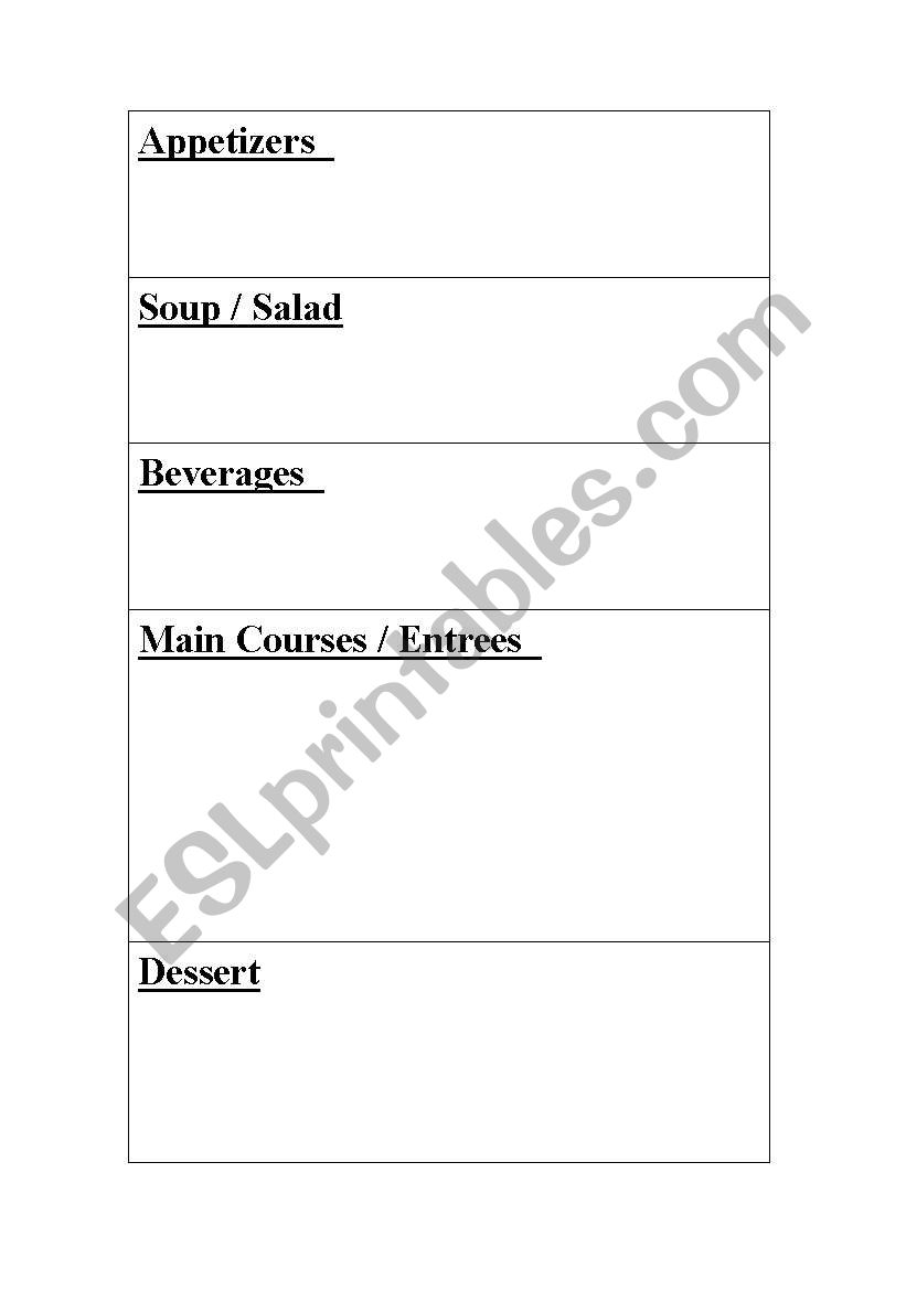 Practice how to order the food in the restaurant 