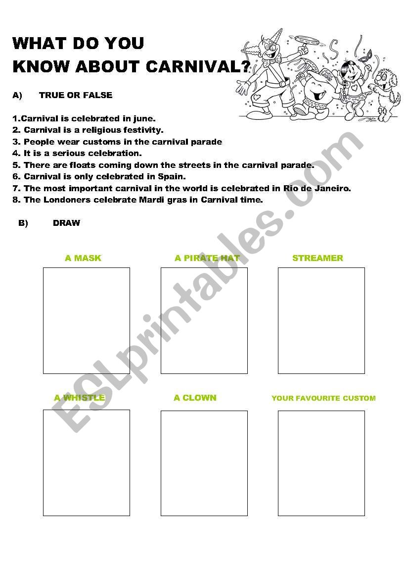 carnival worksheet