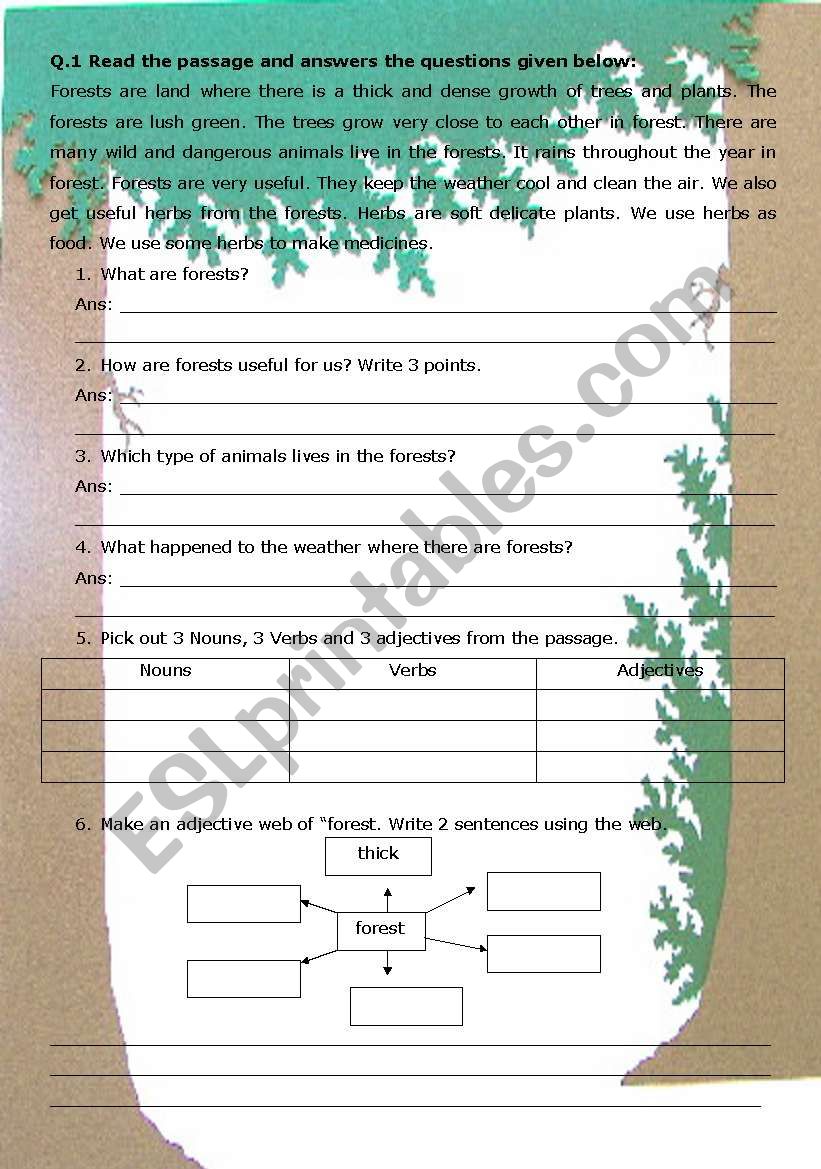 Reading Comprehension worksheet