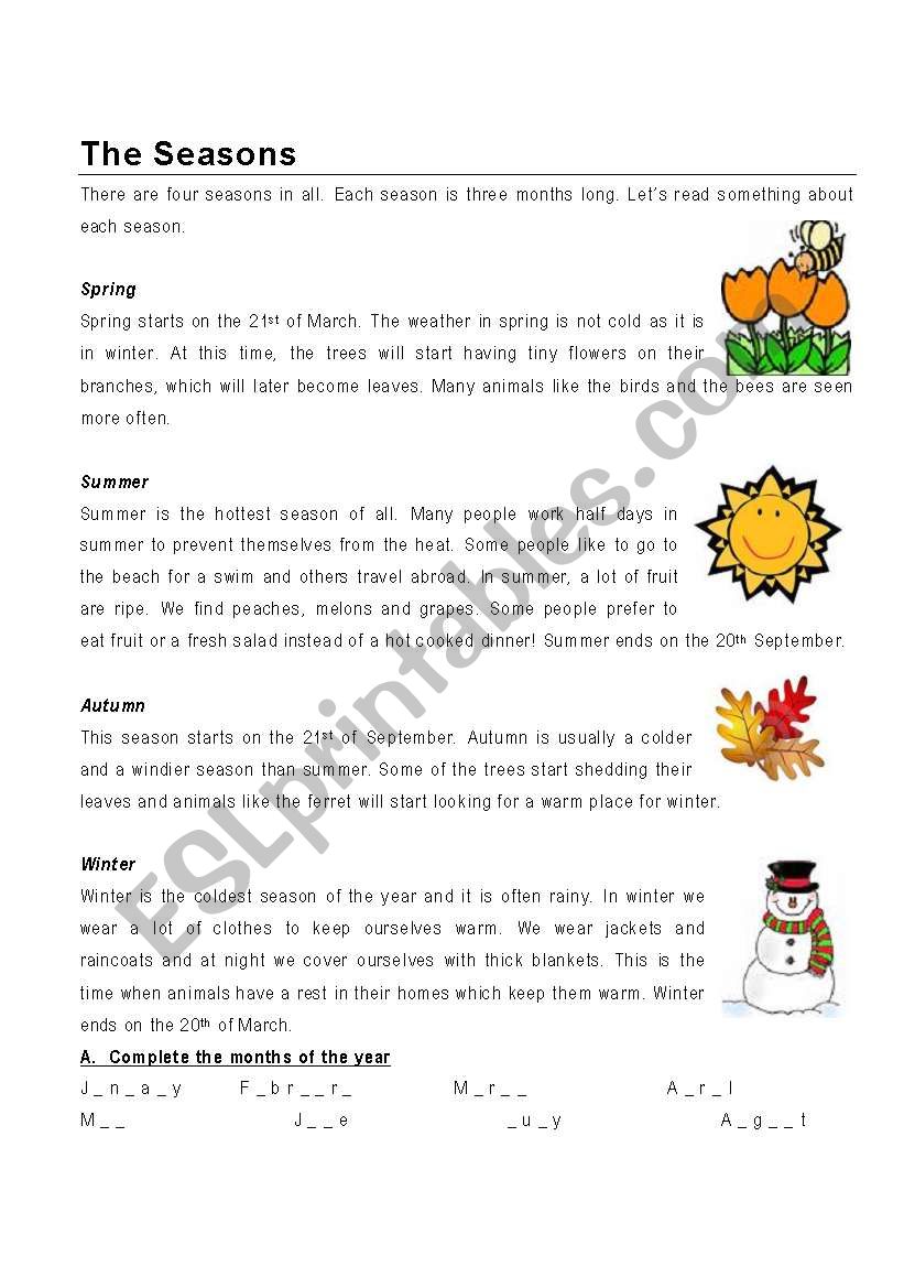 The Seasons worksheet