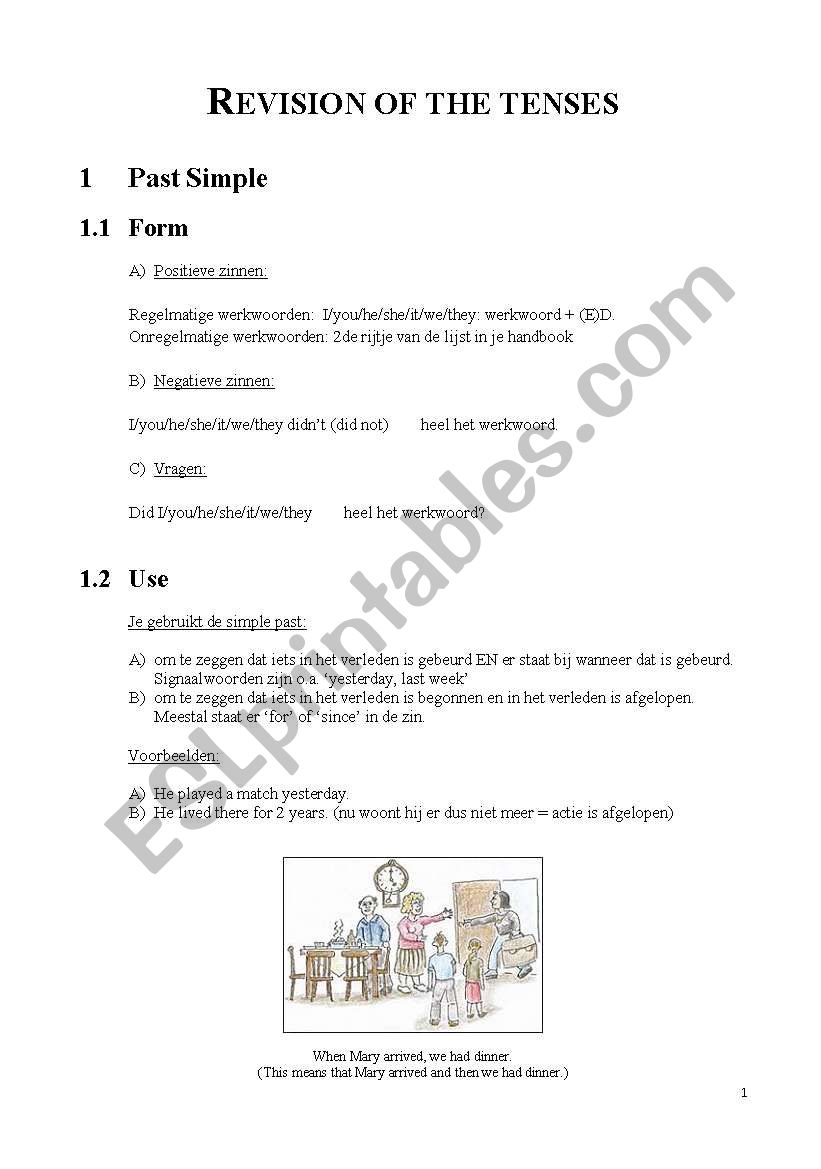 Revision of the tenses: past simple vs. past continuous