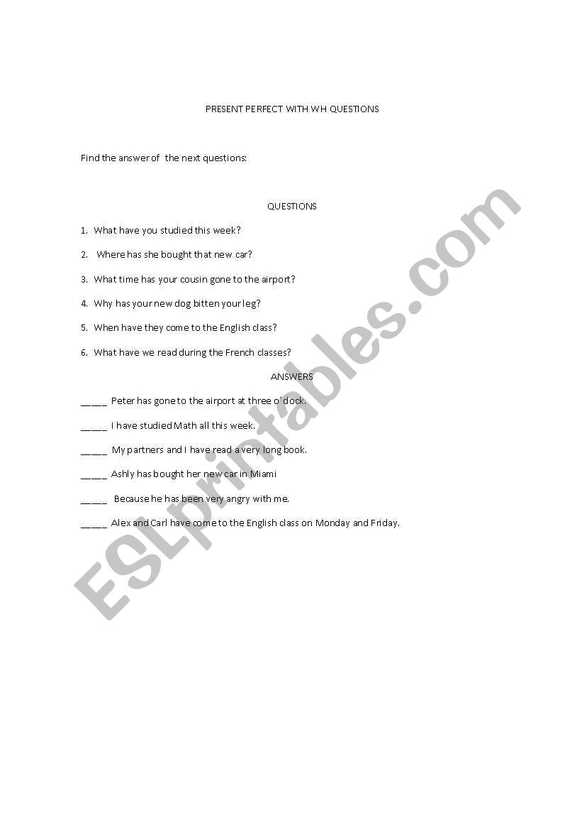 wh question with present perfect