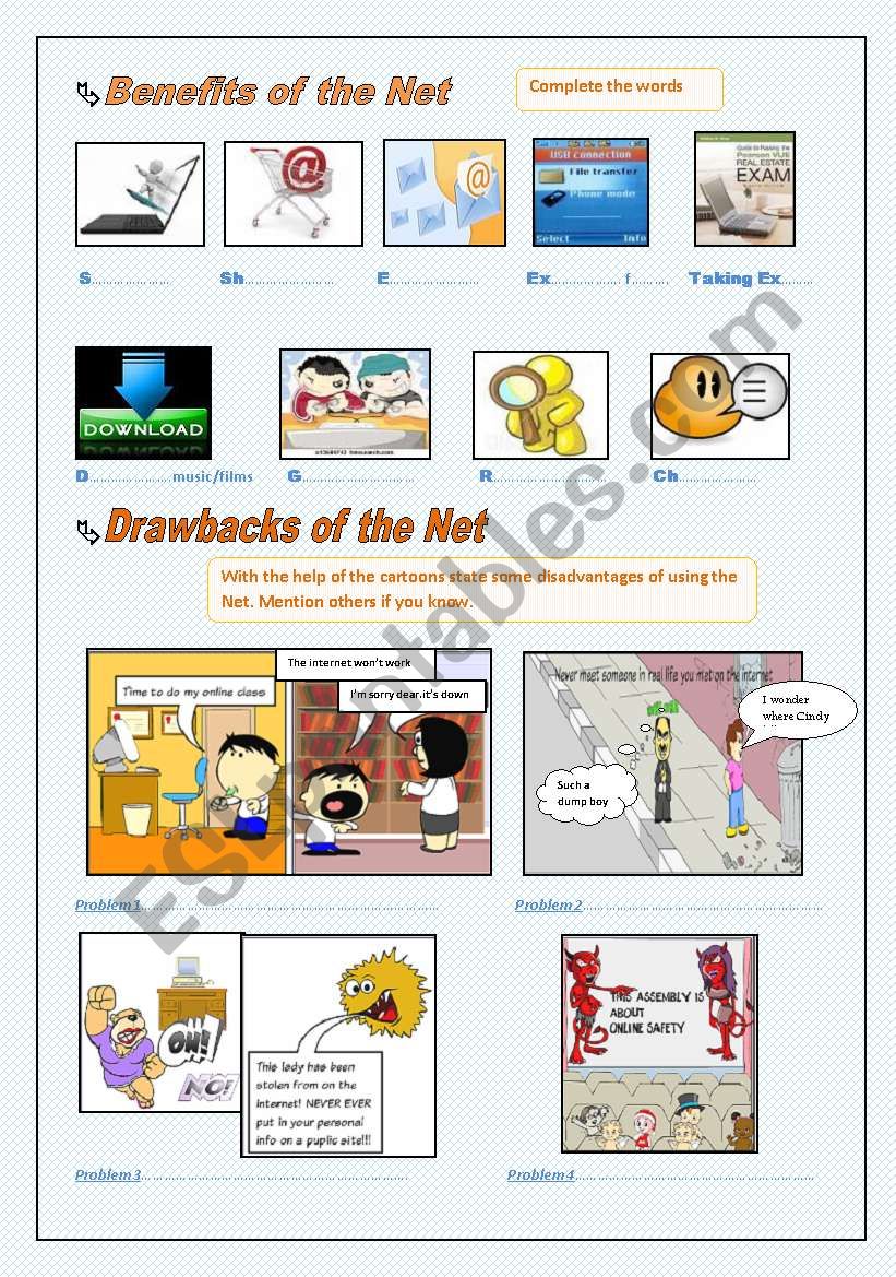 Internet: Goods and Bads worksheet