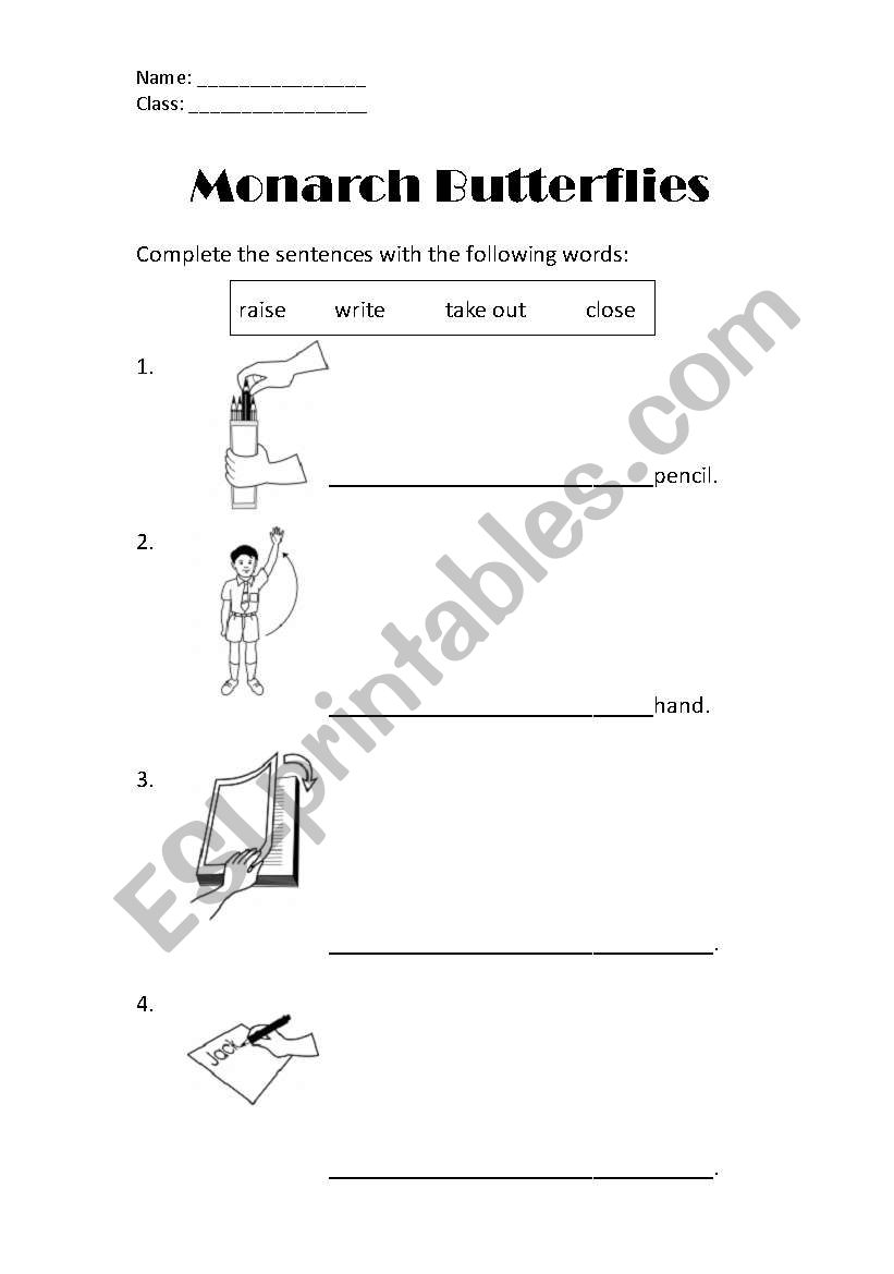 Classroom imperatives worksheet