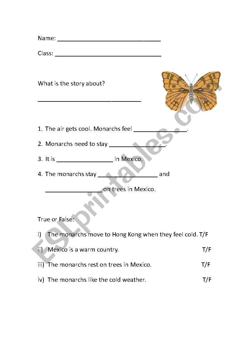 Butterflies worksheet