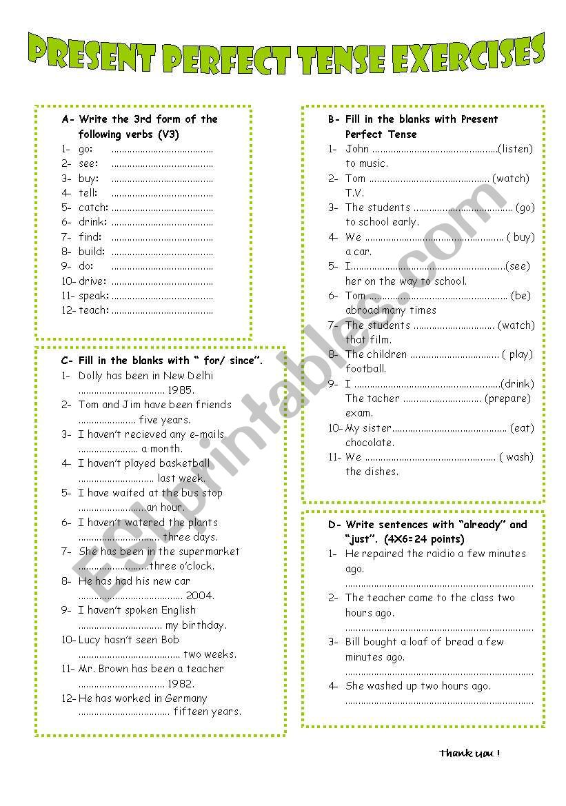 Present Perfect worksheet