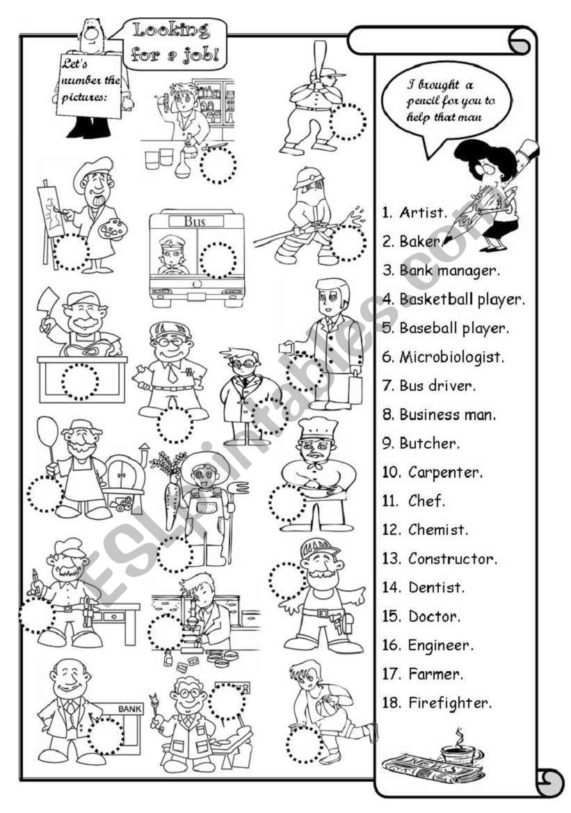 looking for job part 1/2 worksheet