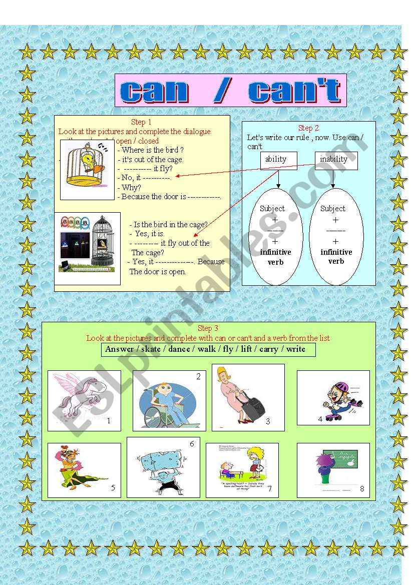 can/cant worksheet