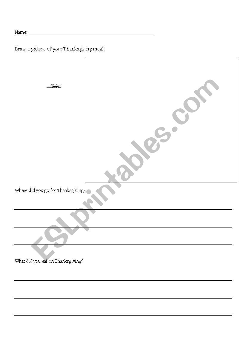 After Thanksgiving Worksheet worksheet