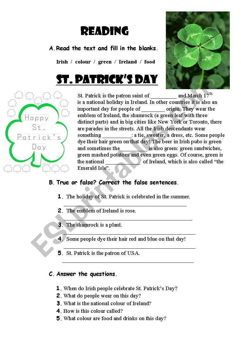    St. Patricks Day worksheet