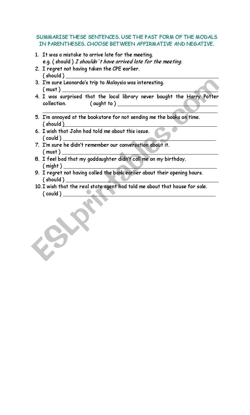 Modals and Present Perfect worksheet