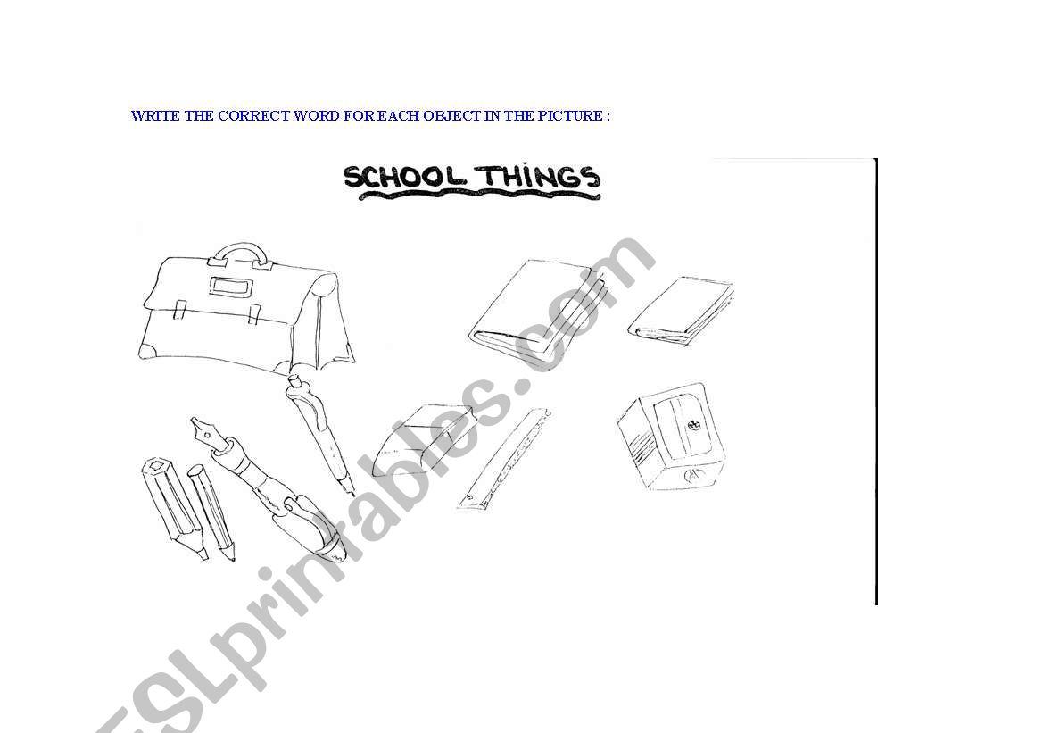 SCHOOL OBJECTS worksheet