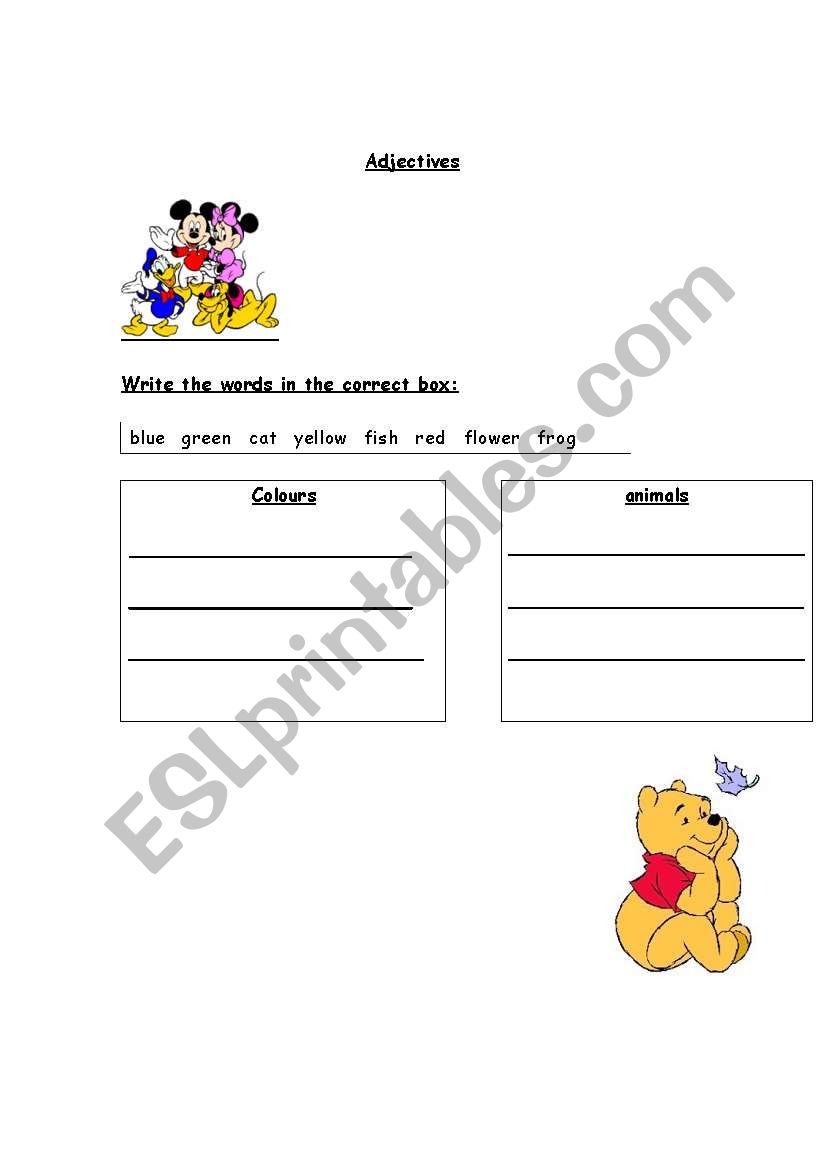 Adjectives worksheet