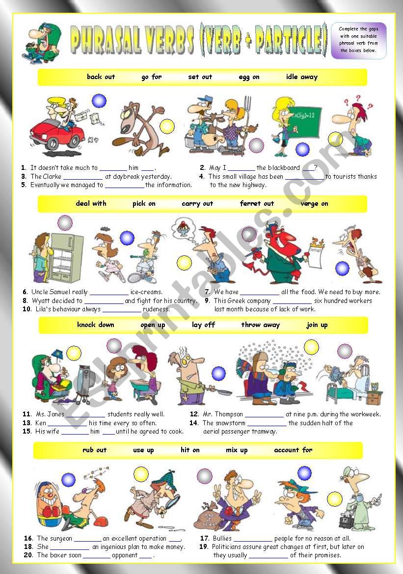 Phrasal Verbs (Eighth series). Exercises (Part 2/3). Key included!!! 