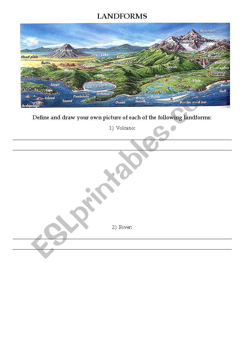 Landforms worksheet