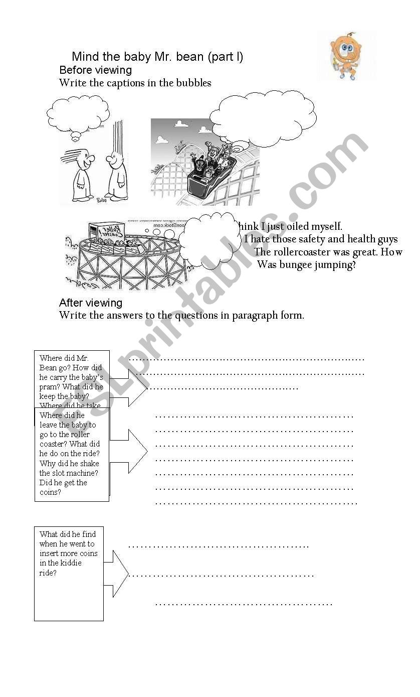 Mind the baby Mr. Bean worksheet