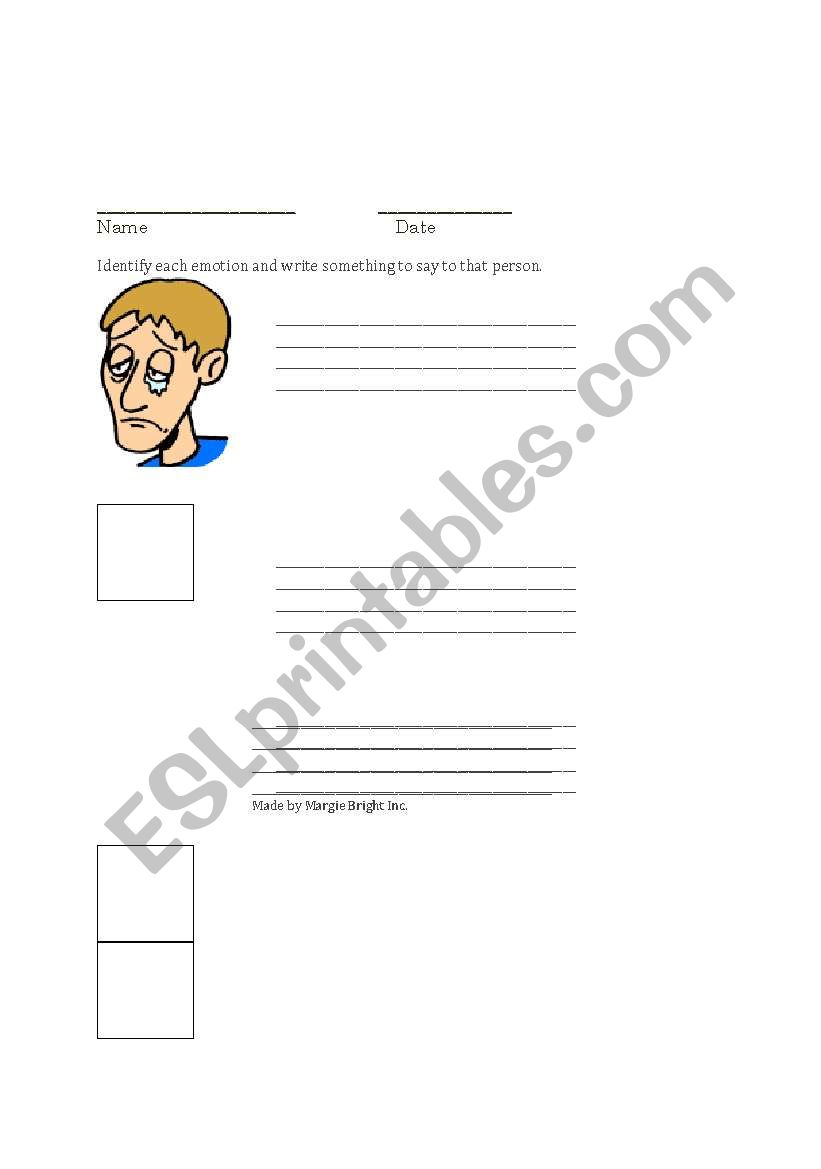 Emotion Response worksheet