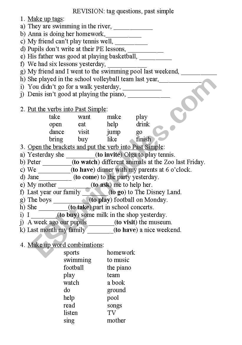 Revision of Past Simple, tag questions