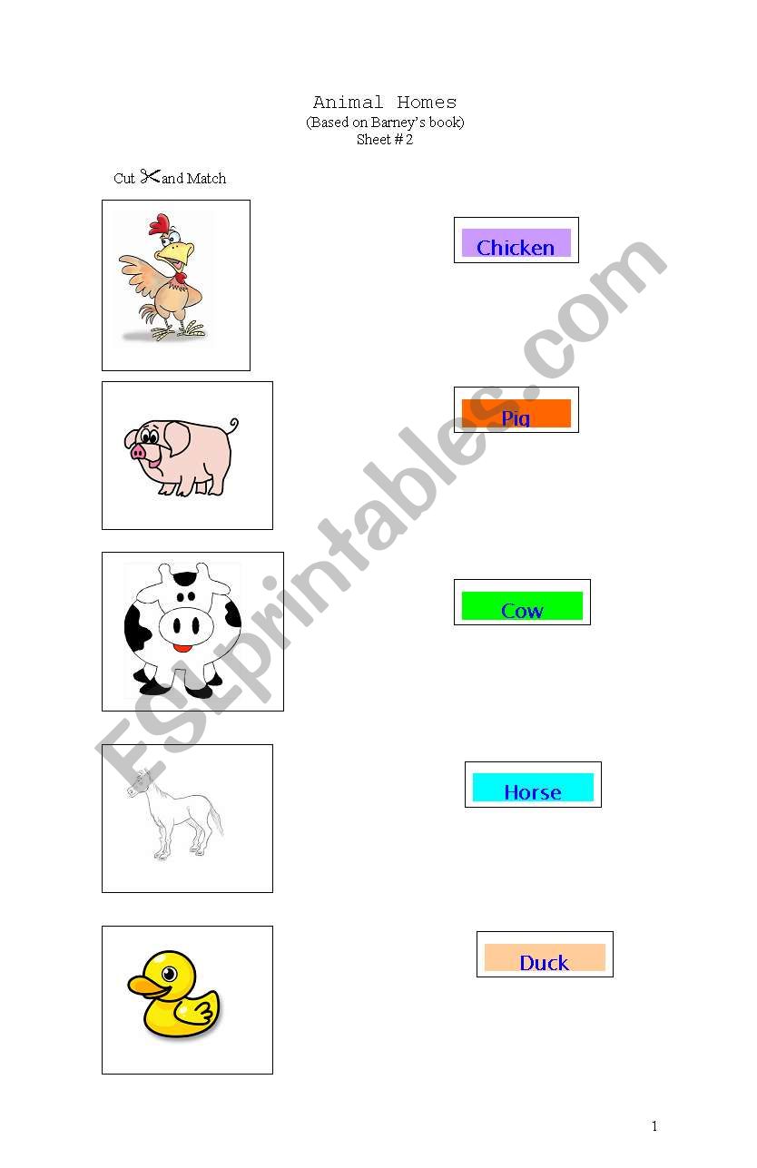 Animal Homes (2) worksheet