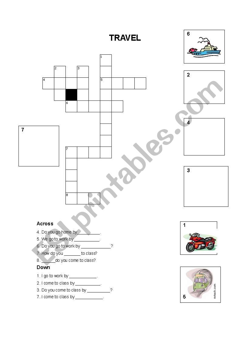 Travel Crossword worksheet