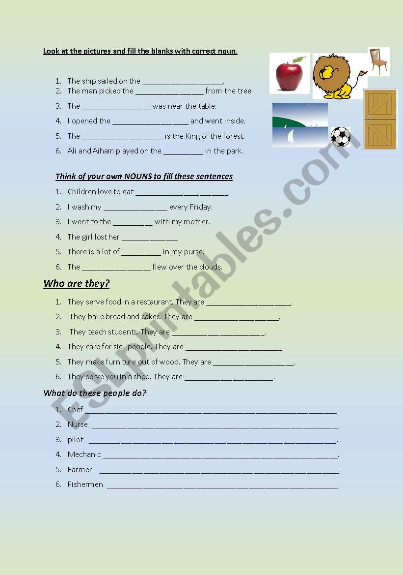 nouns worksheet