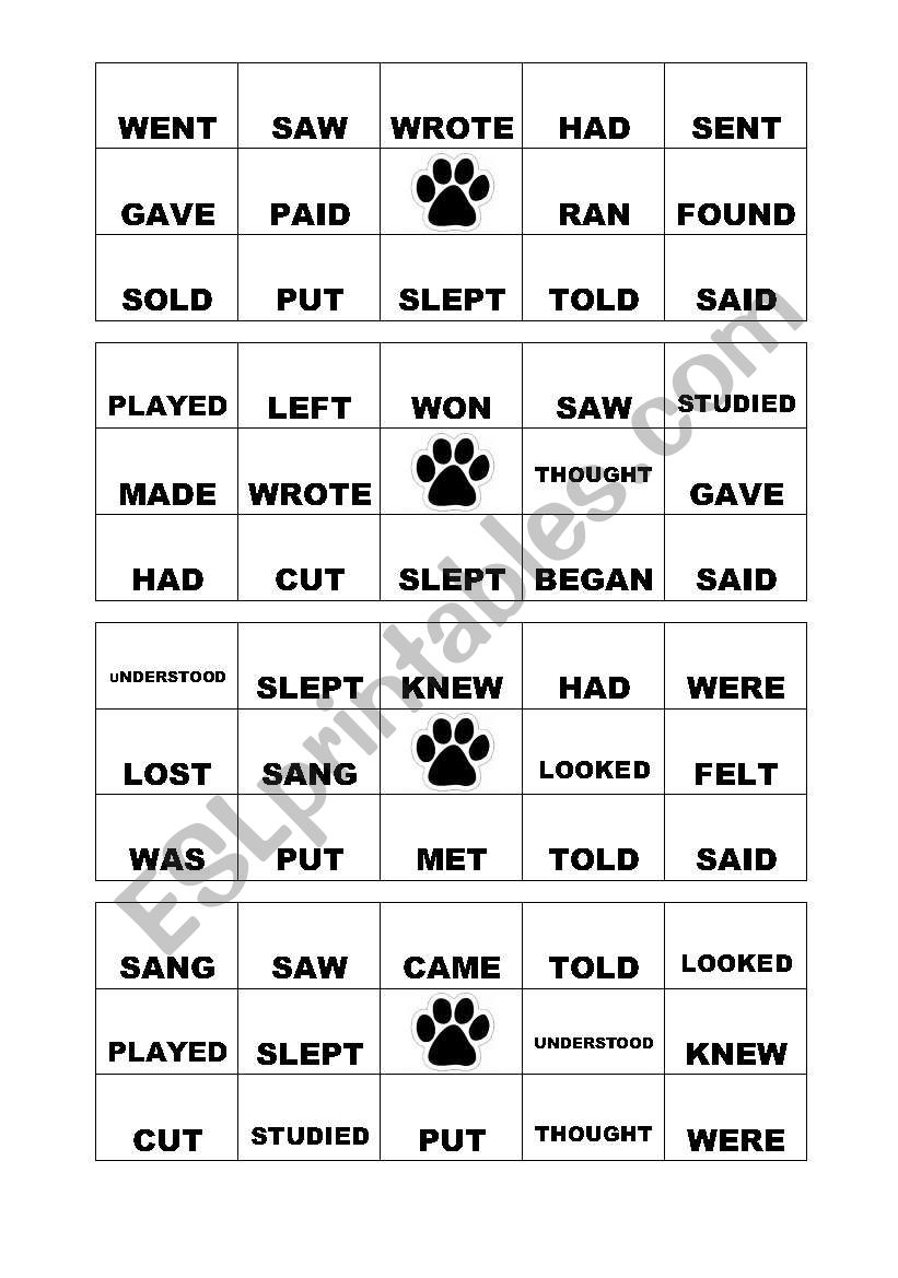 Bingo - Simple Past Verbs worksheet