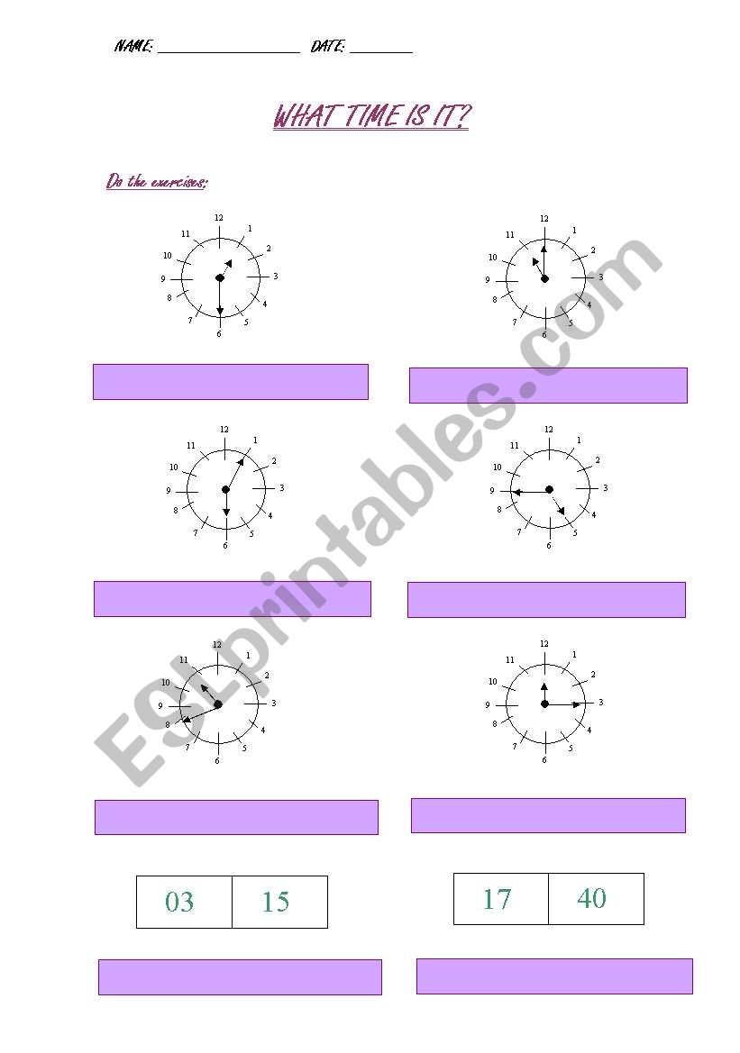 What time is it? worksheet