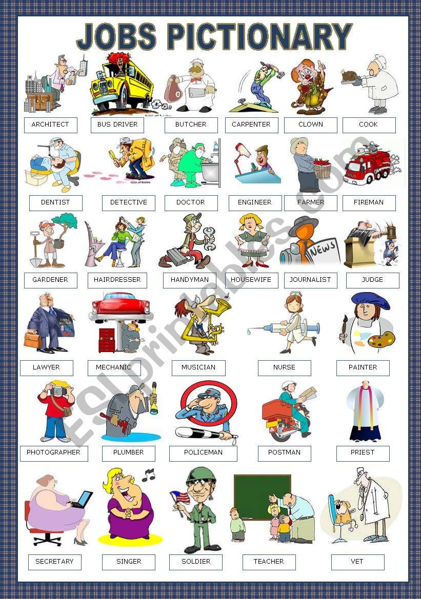 JOBS PICTIONARY worksheet