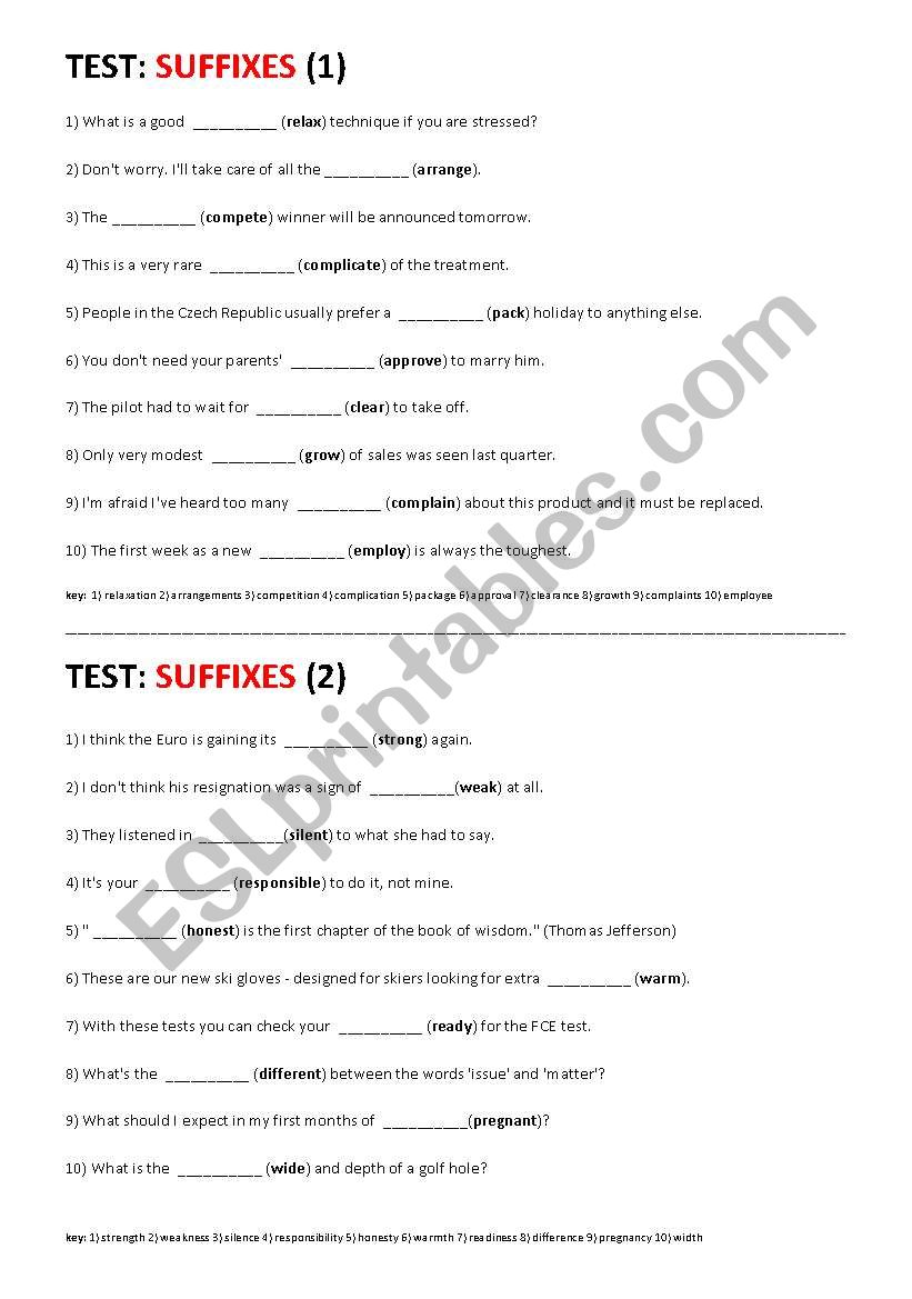 SUFFIXES (4 tests = 40 questions)