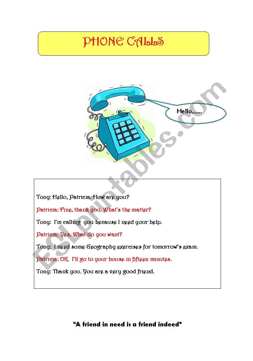 PHONE CALLS worksheet