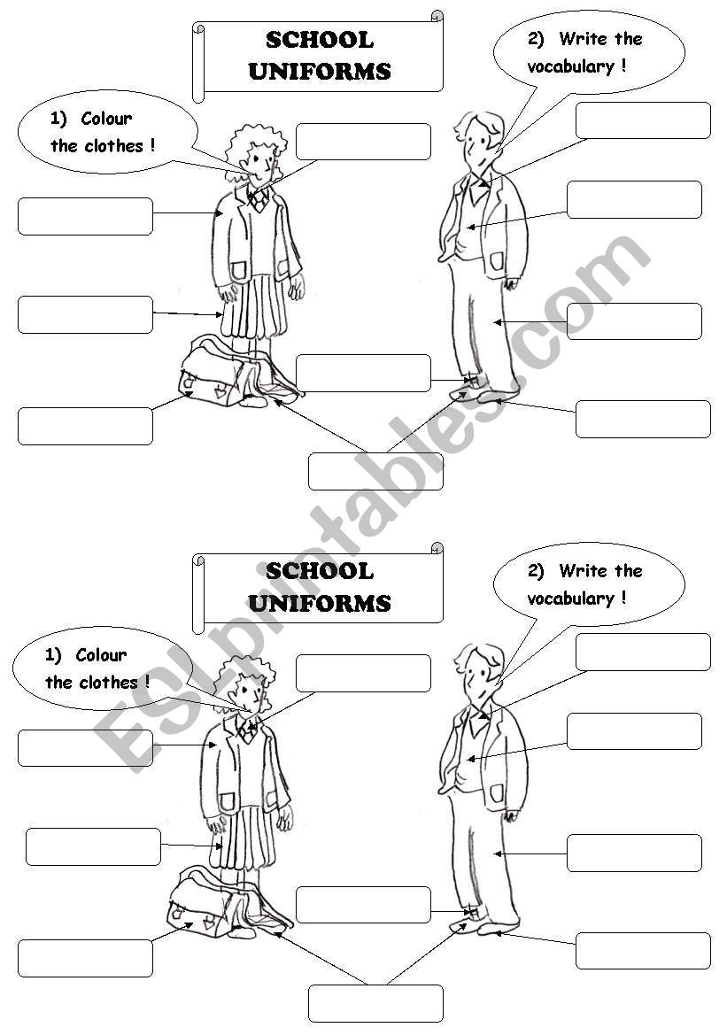 School Uniforms worksheet
