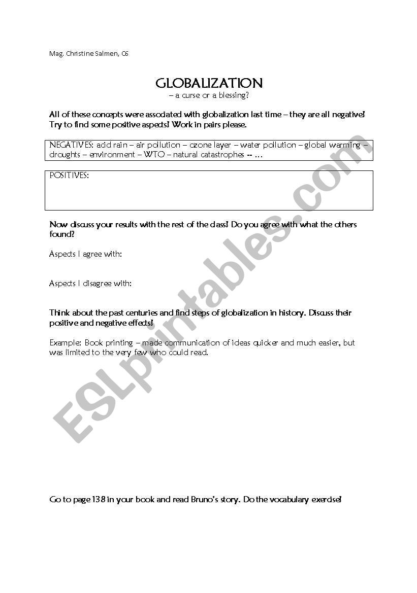 Globalization worksheet