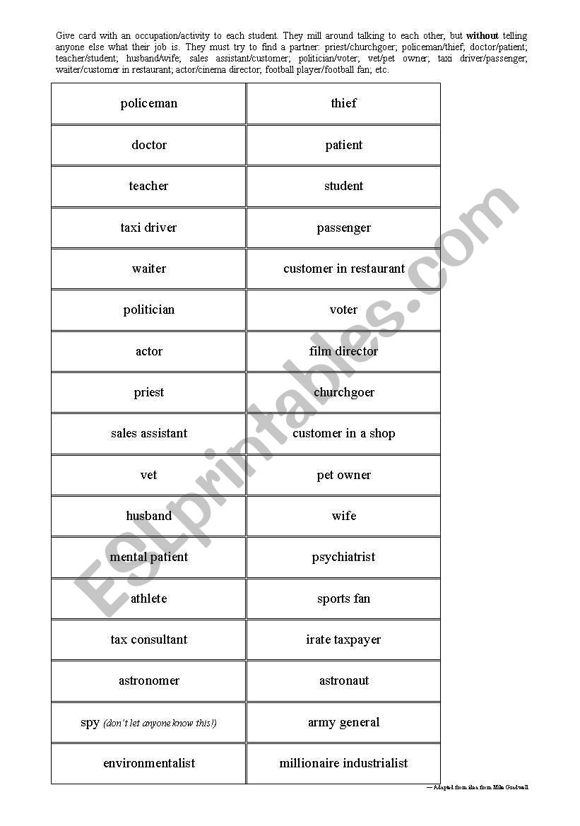 Drama Role Plays worksheet