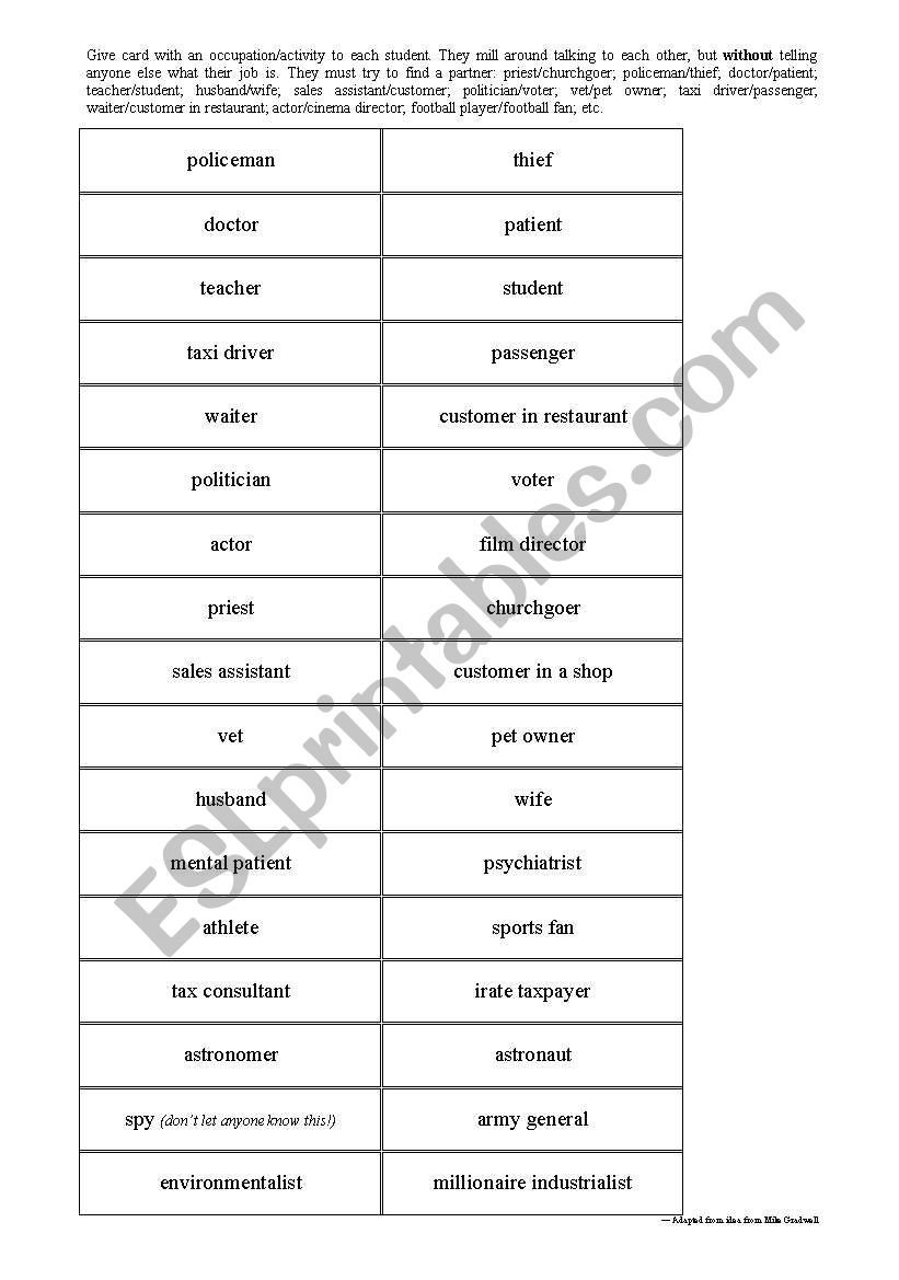 Drama Role Plays worksheet