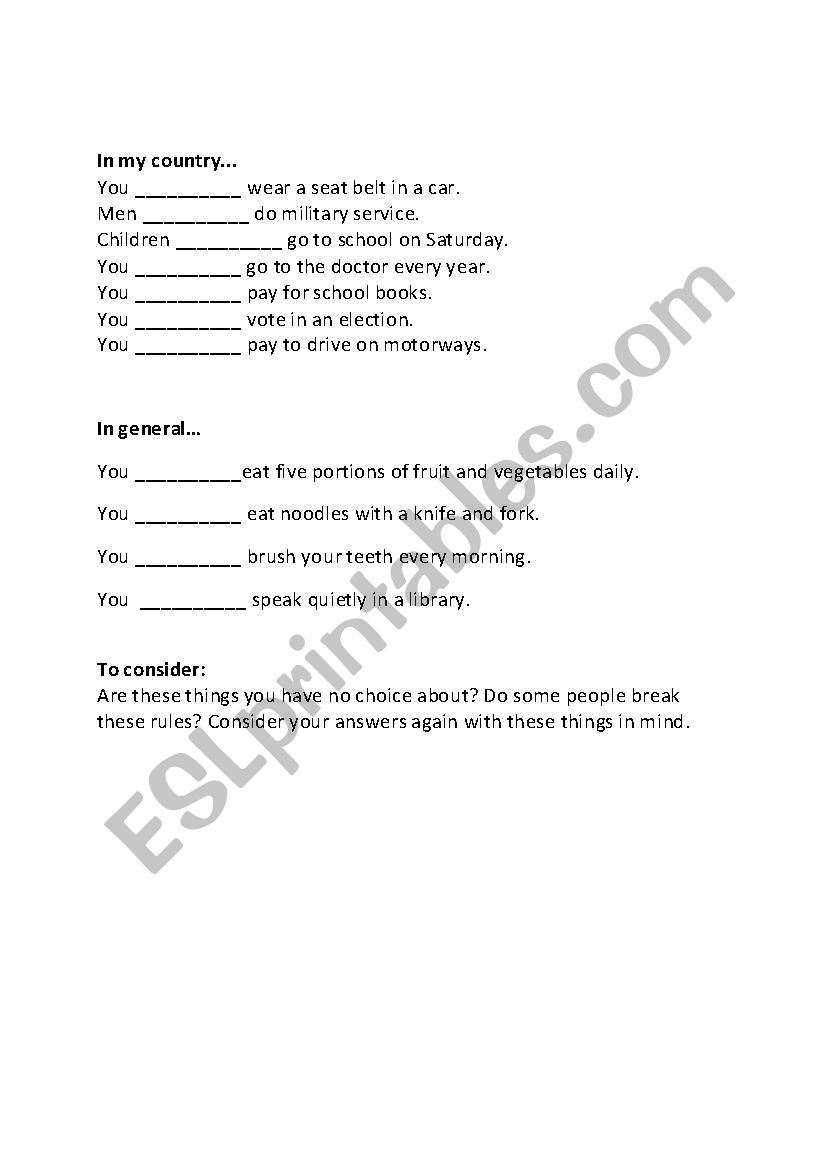 Simple Handout about Obligation