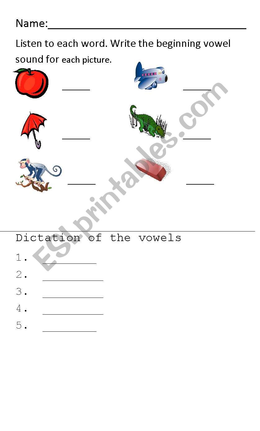 Vowels worksheet