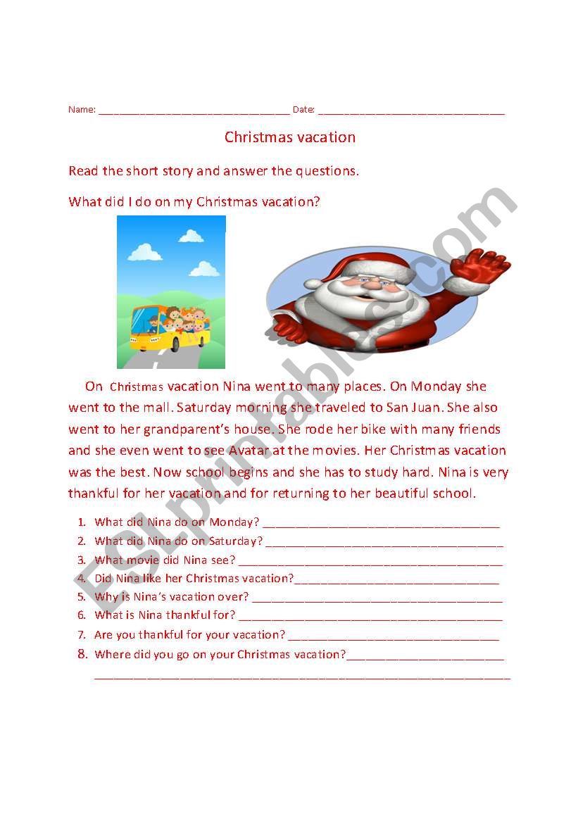 Reading Comprehention Back to school