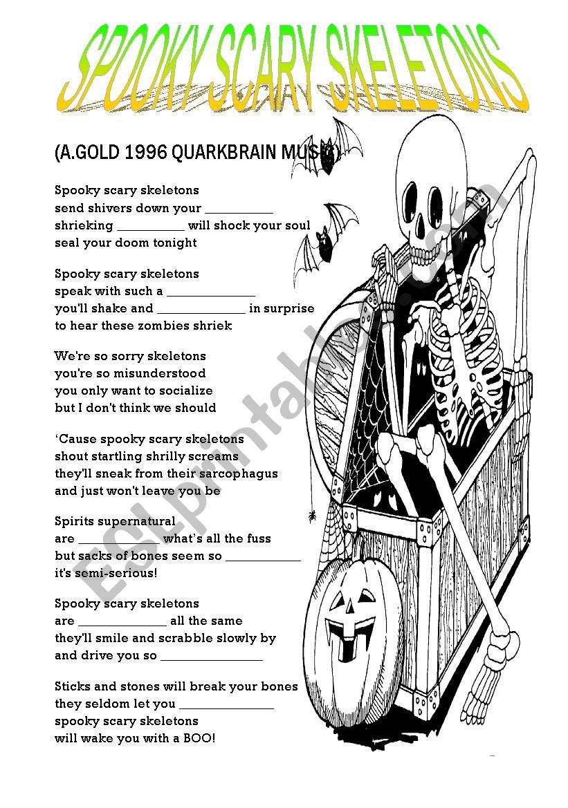Spooky Scary Skeletons worksheet