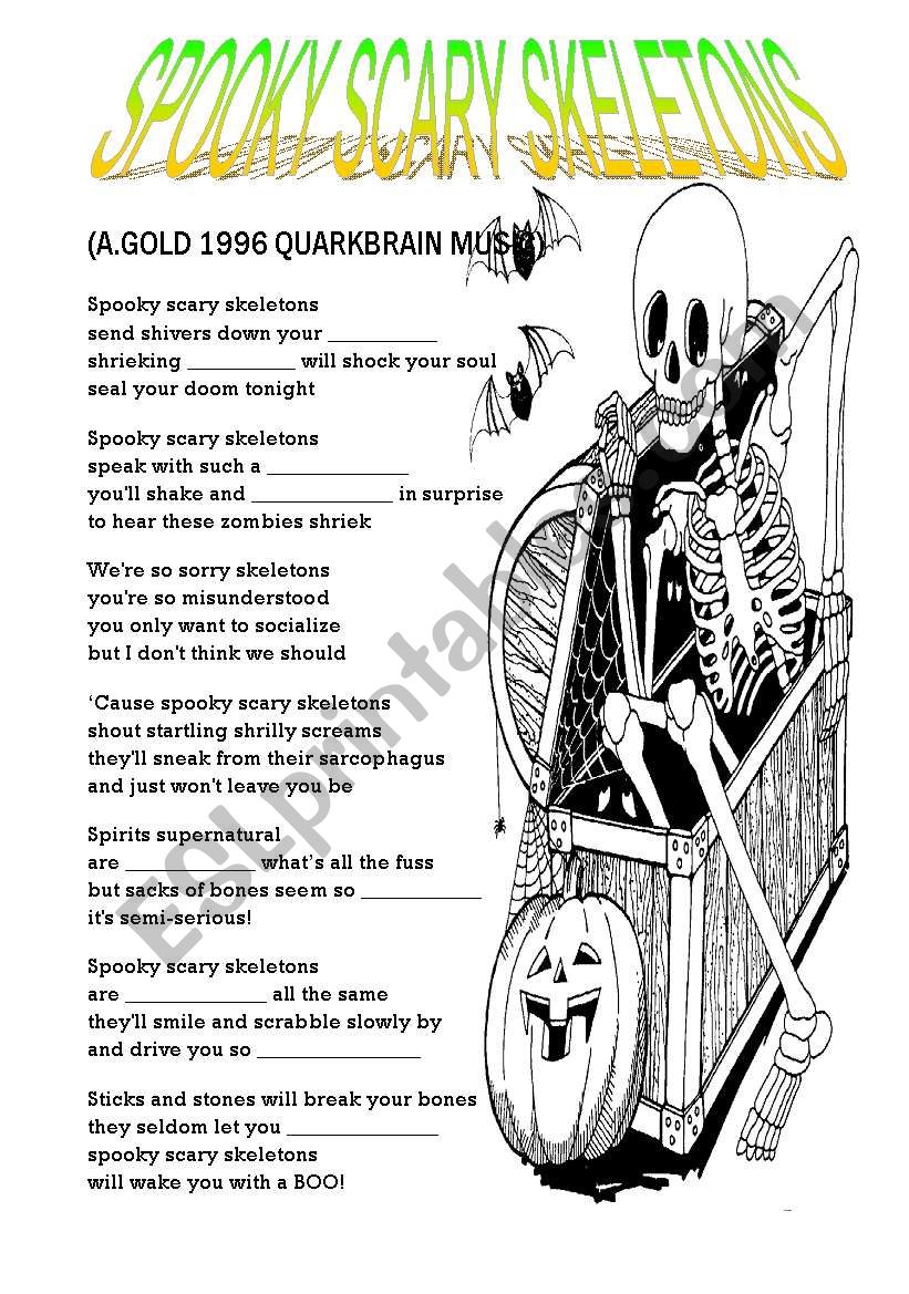 Spooky Scary Skeletons - ESL worksheet by gkole70